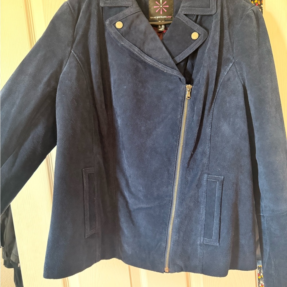 Women's Navy Blue Suede Jacket